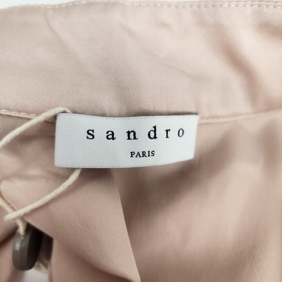 Sandro Paris Tank Size 2 US Size 6 Cream Sleeveless NWT 100% Silk Bow - Picture 7 of 12